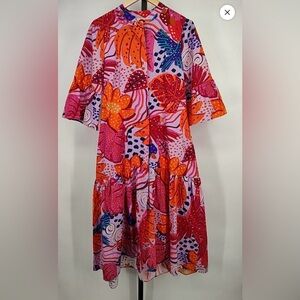 Farm Rio Floral Pink & Orange Women's Dress